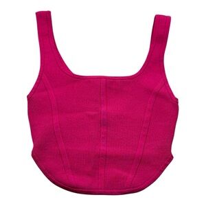 Babaton Sculpt Knit Tank Top XS Magenta Pink Square Neck Sleeveless‎ Cropped